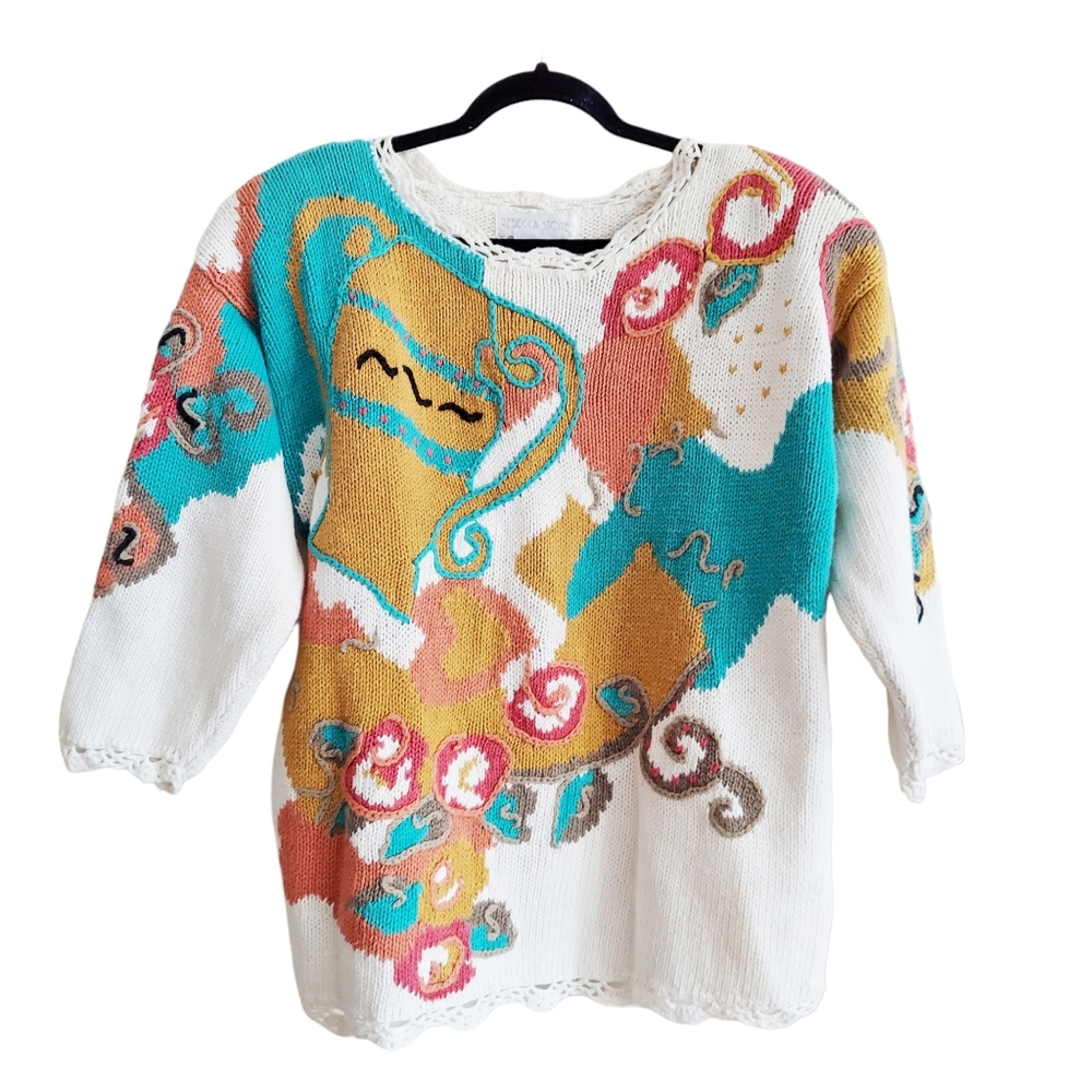 Vintage Rebecca Stone Abstract  Print Sweater